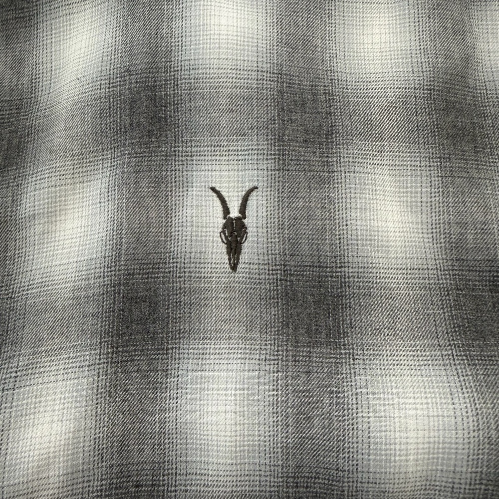 All Saints Men's Gray and White Plaid Shirt - Picture 3 of 7